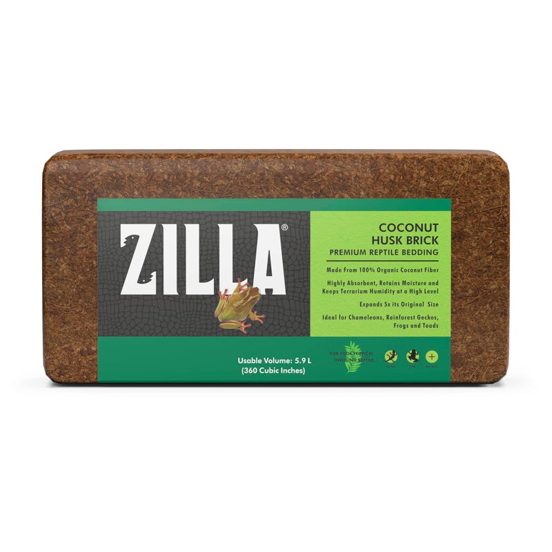 Zilla Coconut Husk Brick, Organic Bedding for Reptiles, Made with 100% Coconut Fiber, Ideal for Tropical Habitats and Egg Incubation - Image 1
